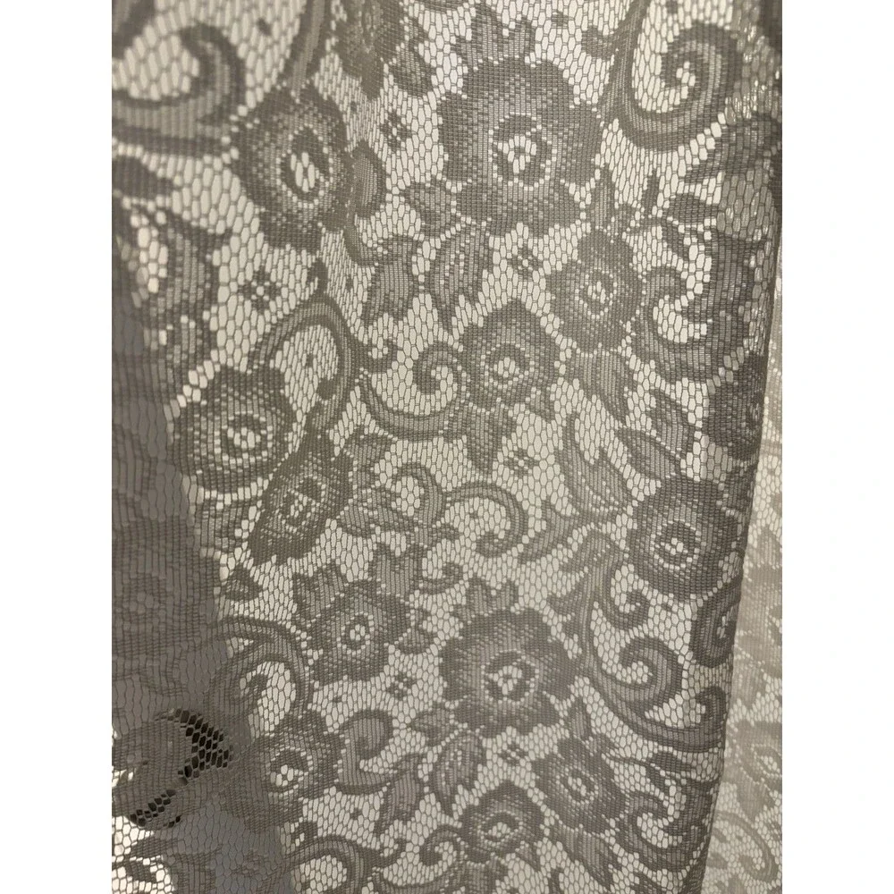 Vintage 80’s 90’s Floral Lace Curtain Panel Ivory White Rod Pocket Cottagecore